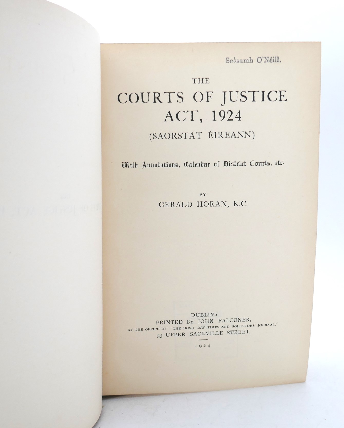 The Courts Of Justice Act 1924 Ulysses Rare Books